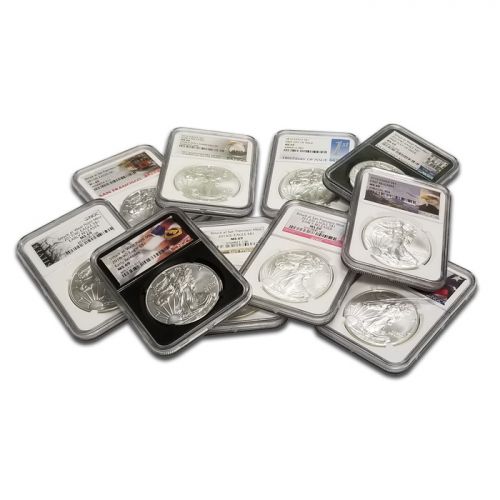 Mixed Dates American Silver Eagle - NGC or PCGS MS 69 - Variety of Holders & Labels