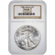 1986 American Silver Eagle - NGC MS 69