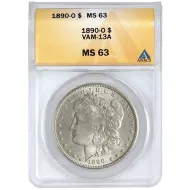 1890 O Morgan Dollar Vam 13a - ANACS MS63