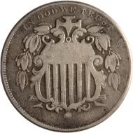 1867 Shield Nickel no Rays - Good (G)
