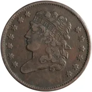 1833 1/2 Cent - Very Fine