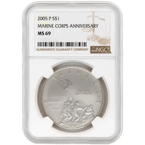 2005 Marine Corps 230th Anniversary BU Silver Dollar