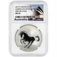 2020 Australia $1 Stock Horse - 1oz .9999 Silver - NGC MS70