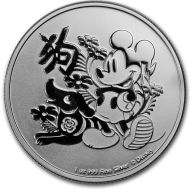 2018 Niue Island 1oz Silver $2 - Mickey Mouse Year of the Dog