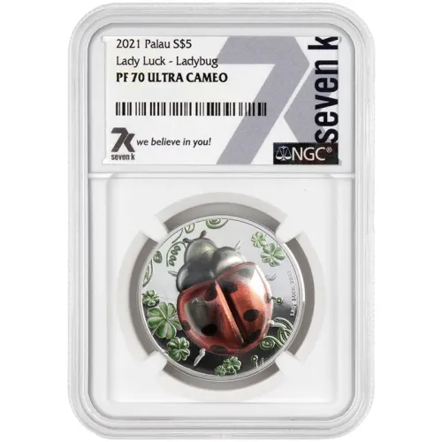 2021 Palau $5 1oz Silver - Lady Luck Ladybug - NGC PF70