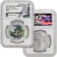 2021 Cook Is $5 1oz Silver - US State Animals AL Yellowhammer - NGC MS70