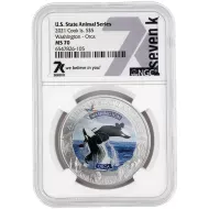 2021 Cook Is $5 1oz Silver - US State Animals WA Orca - NGC MS70