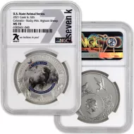 2021 Cook Is $5 1oz Silver - US State Animals CO Rocky Mtn Bighorn Sheep - NGC MS70