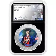 2021 Cook Is $2 1/2oz Silver - Life of Washington Colonel - NGC MS70