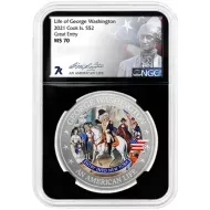 2021 Cook Is $2 1/2oz Silver - Life of Washington Great Entry - NGC MS70