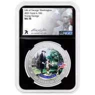 2021 Cook Is $2 1/2oz Silver - Life of Washington Young George - NGC MS70