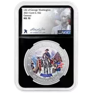2021 Cook Is $2 1/2oz Silver - Life of Washington General - NGC MS70
