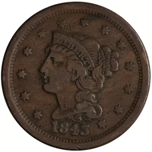 1843 Large Cent - Mature Head - Very Fine Details - Corrosion - Buy And ...