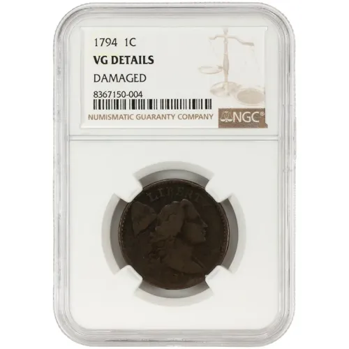 1794 Liberty Cap Large Cent - NGC VG Details Damaged