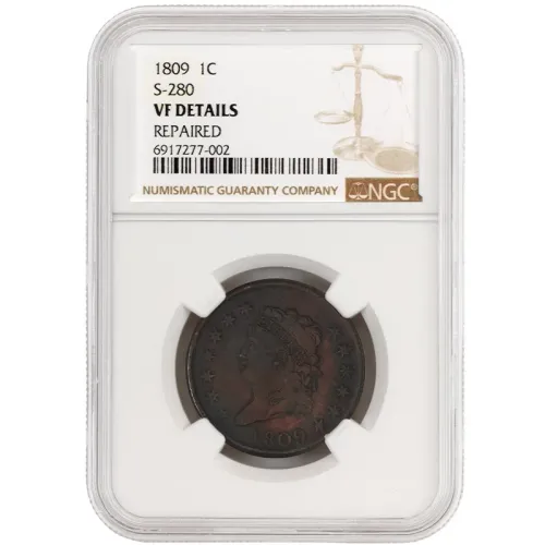 1809 Large Cent S-280 - NGC VF Details Repaired