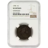 1794 Liberty Cap Large Cent - NGC VG Details Damaged