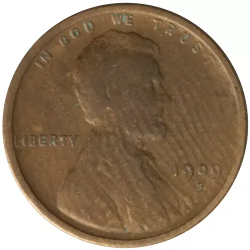 1909 S Lincoln Wheat Penny - Very Fine Details Reverse Corrosion