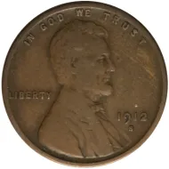 1912 S Lincoln Wheat Penny - Very Fine Details Reverse Scratched