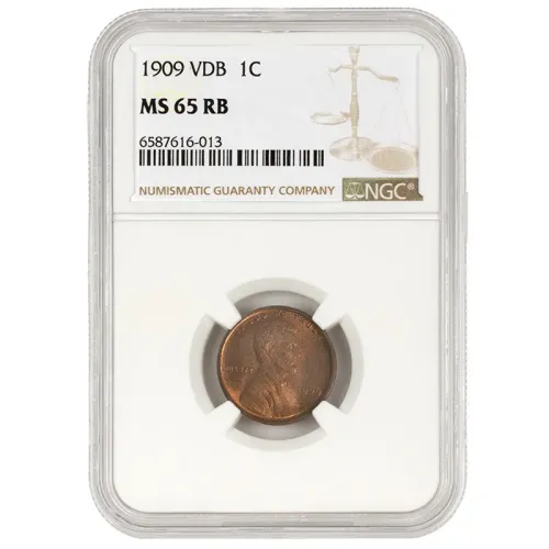 1909 VDB Lincoln Wheat Penny - NGC MS 65 RB