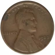 1922 D Lincoln Wheat Penny - Very Good Details Reverse Scratched