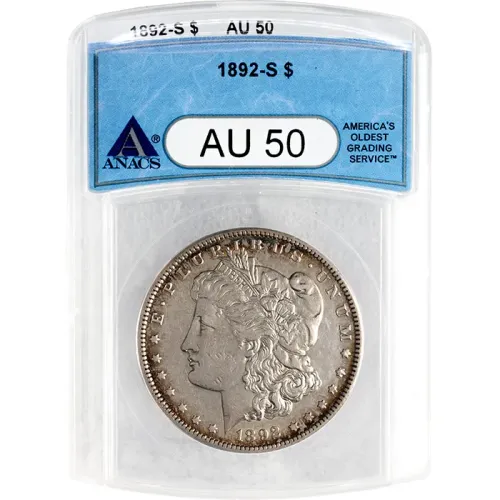 1892 S Morgan Dollar - ANACS AU 50