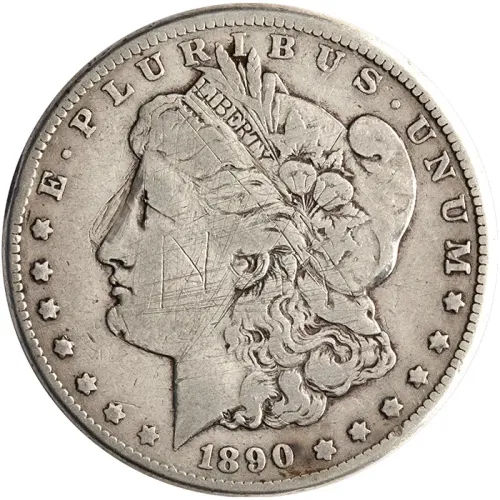 1890 CC Morgan Dollar -  Fine Details - Graffiti