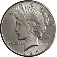 1928 Peace Dollar - BU (Brilliant Uncirculated) Details - Cleaned