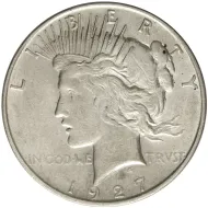 1927 D Peace Dollar - AU Details - Improperly Cleaned #2