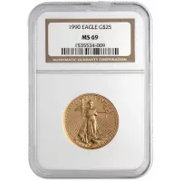 1990 $25 1/2 oz. American Gold Eagle - NGC MS69