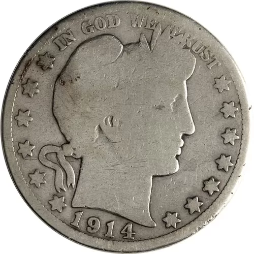 1914 Barber Half Dollar - G (Good) Details - Scratched