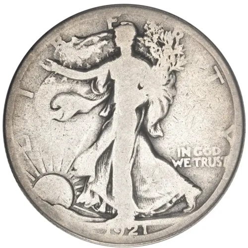 1921 S Walking Liberty Half Dollar - G (Good) Details - Improperly Cleaned