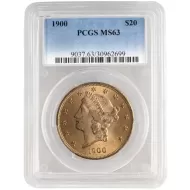 1900 $20 Gold Liberty Double Eagle - PCGS MS63