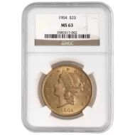 1904 $20 Liberty Gold Double Eagle - NGC MS63