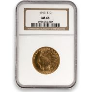 1913 $10 Gold Eagle Indian - NGC MS 63