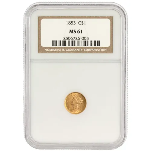 1853 $1 Gold Liberty - NGC MS61 - 005