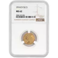 1914 D $2 1/2 Indian Gold Quarter Eagle - NGC MS62