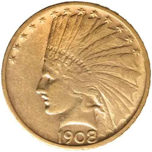 1908 D $10 Gold Eagle Indian - XF