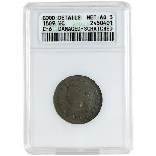 1809 1/2 Cent - ANACS G Details Damaged